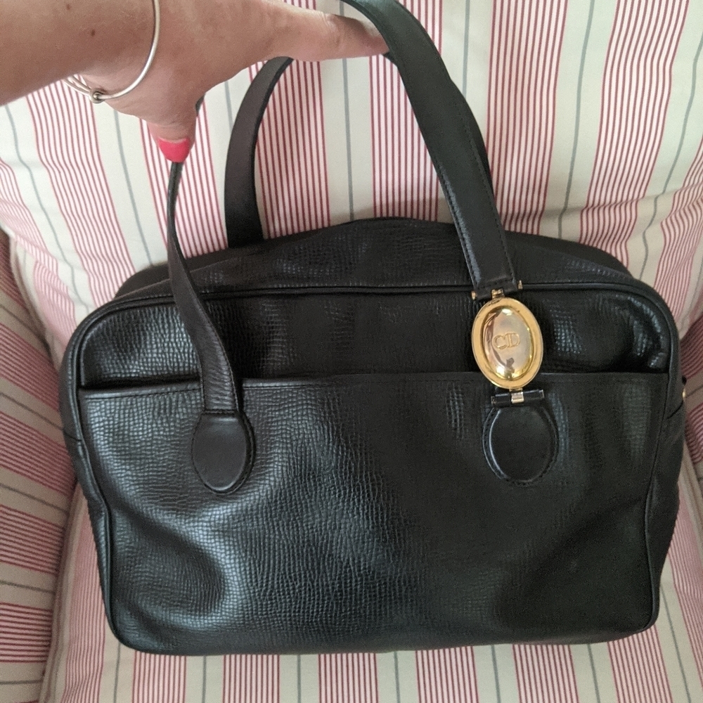 Dior vintage black leather handbag purse - Picture 9 of 10